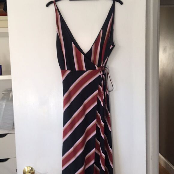 Topshop Stripe Midi Wrap Slip Dress - Picture 5 of 8